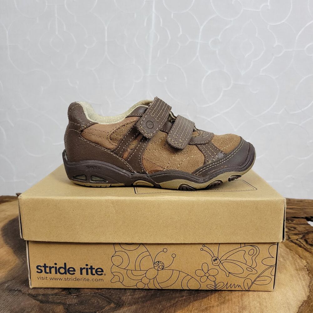 Stride Rite Toddler Shoes Size 5R Brown Baxter Leather Casual‎ Sneaker NEW
